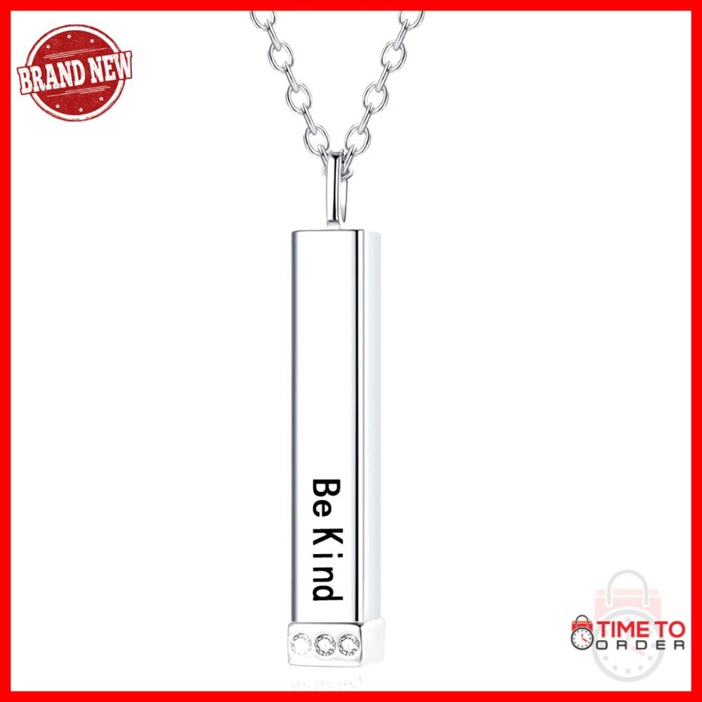 925 Sterling Silver Hidden Message Pendant Necklace with CZ Stone 18+2in Chain